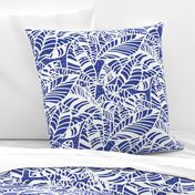 Indigo White Batik Leaves Medium 13.5in