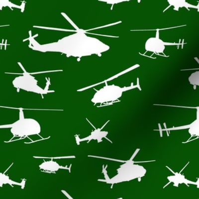 Helicopter Silhouettes on Green // Small