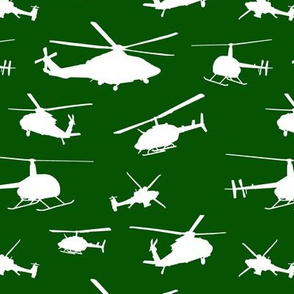 Helicopter Silhouettes on Green // Small