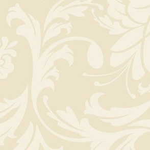 Floral Damask // Beige, White Linen 