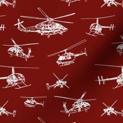 Helicopters on Maroon // Small