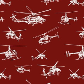 Helicopters on Maroon // Small