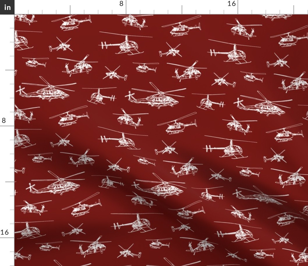 Helicopters on Maroon // Small