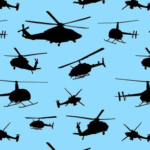 Helicopter Silhouettes on Light Blue // Small 