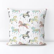 Carousel Horses Small // by petite_circus // mint cream gray white pastel // cute kids baby nursery //  
