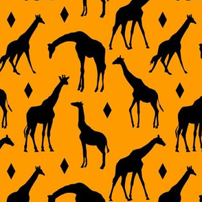 Giraffes on Orange // Small