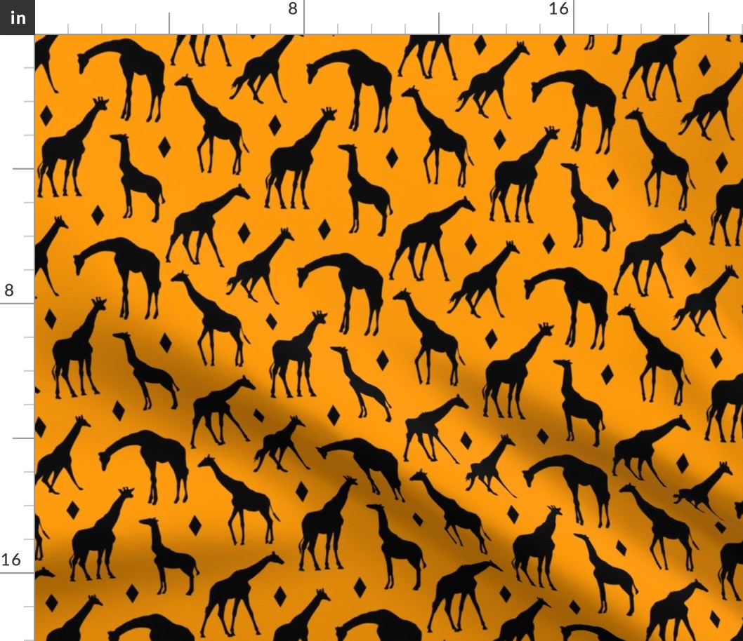 Giraffes on Orange // Small
