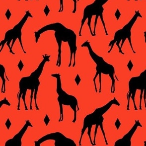 Giraffes on Sunset Red // Small