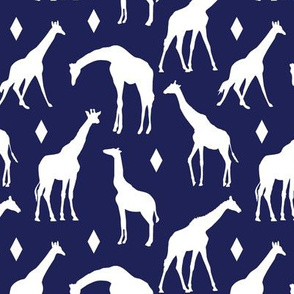 Giraffes on Dark Blue // Small