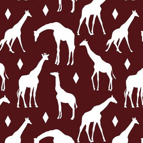 Giraffes on Burgundy // Small