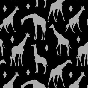 Grey Giraffes on Black // Small