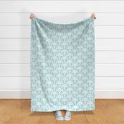 Mermaid Damask Aqua/White