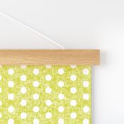Small white polka dots on acid yellow linen weave by Su_G_©SuSchaefer