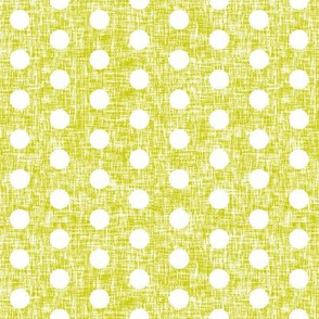 Small white polka dots on acid yellow linen weave by Su_G_©SuSchaefer