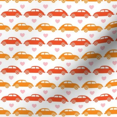 VW Beetle Love - Orange + Pink - Small