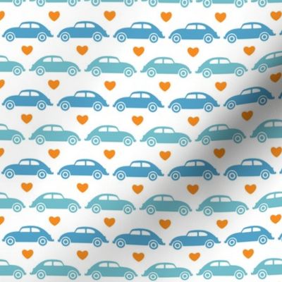 VW Beetle Love - Blue + Orange - Small