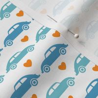 VW Beetle Love - Blue + Orange - Small