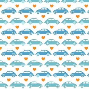 VW Beetle Love - Blue + Orange - Small