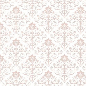 Vintage Damask // Dawn Pink, Pure White // Small Scale