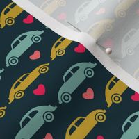 VW Beetle Love - Blue + Olive + Pink - Small