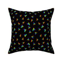 Rainbow-Striped Triangles on Black - Small