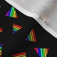 Rainbow-Striped Triangles on Black - Small