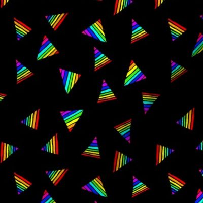 Rainbow-Striped Triangles on Black - Small