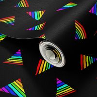 Rainbow-Striped Triangles on Black - Small