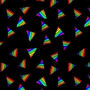 Rainbow-Striped Triangles on Black - Small