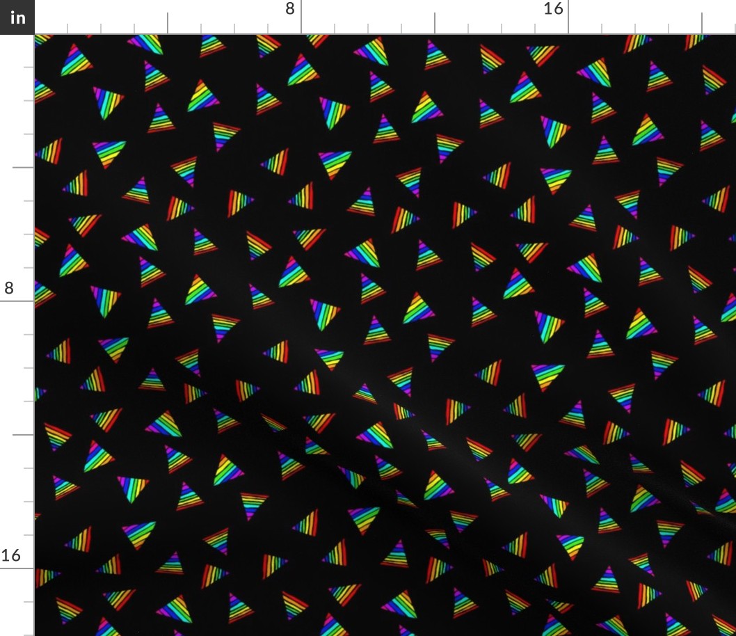 Rainbow-Striped Triangles on Black - Small