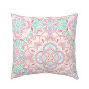 Mint and Blush Pink Painted Mandala Large Version