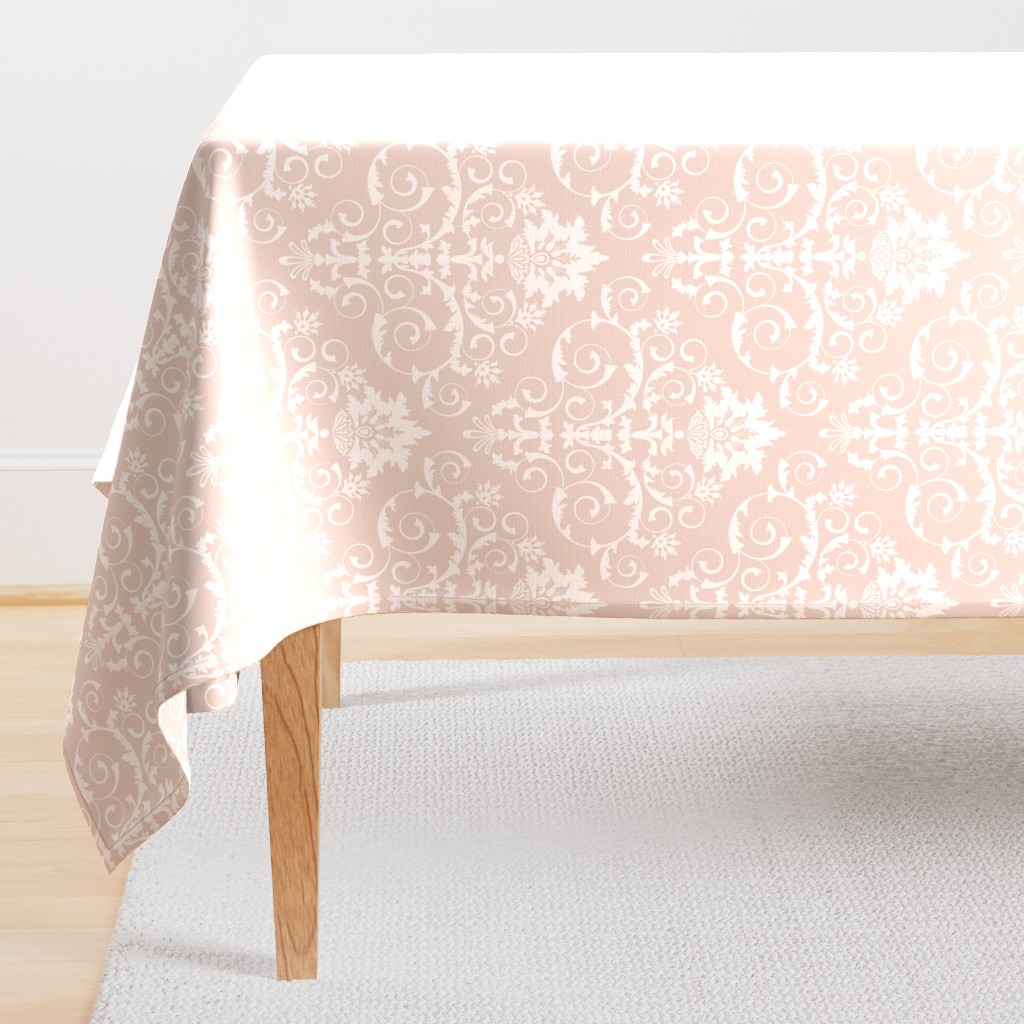 Vintage Damask // Amour, Dawn Pink