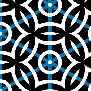 Geometric Circles with Blue Stripe Large