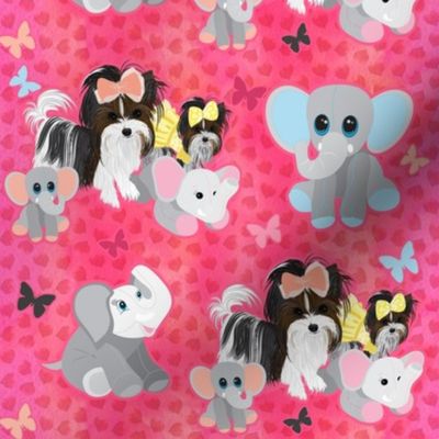 Parti Yorkie - Biewer with Love, Elephants & Hearts abt. 2 1/2"