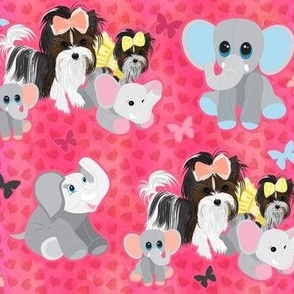Parti Yorkie - Biewer with Love, Elephants & Hearts abt. 2 1/2"