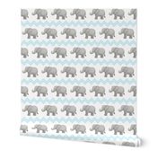 Baby Elephant with Blue Chevron