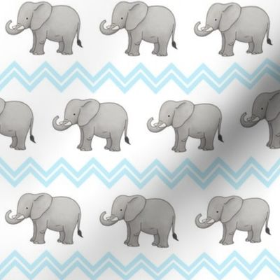 Baby Elephant with Blue Chevron