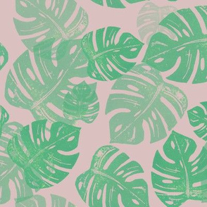 Linocut Monstera Rose