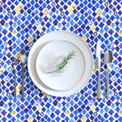 Rustic Watercolor Moroccan in Royal Blue & Gold