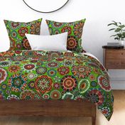 Flower Kaleidoscope Large Design Green Gradient