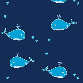 Baby Blue Whales on Navy Blue