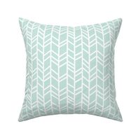 Crazy Herringbone - small scale -mint/Ivory - whistler village- 