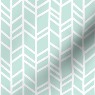 Crazy Herringbone - small scale -mint/Ivory - whistler village- 