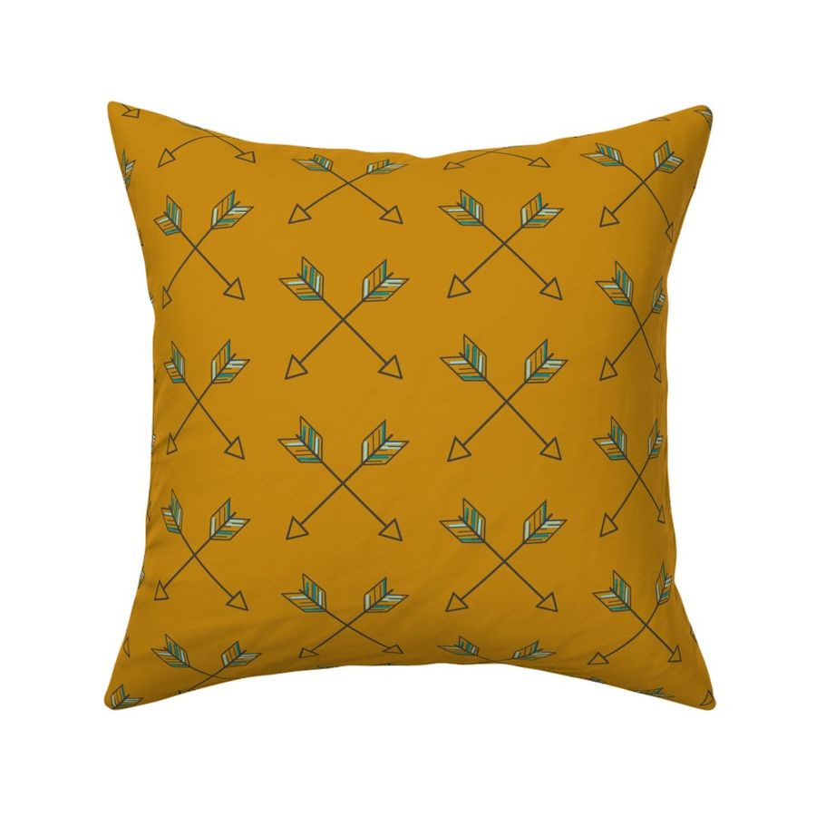 Crossed Arrows - mustard gold, mint