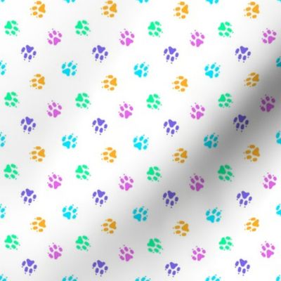 Trotting paw prints - bright confetti