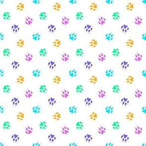 Trotting paw prints - bright confetti