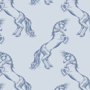 Rearing Horse Faded Blue on Grey