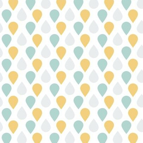 Rain Drops in Teal, Grey, and Yellow