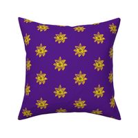 Golden Star Flowers on Purple - Medium Scale