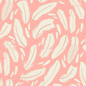 Feathers, White on Pink